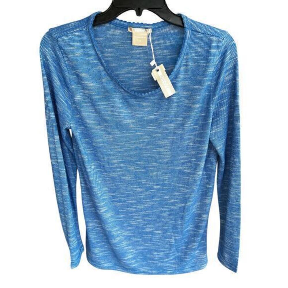 INK&IVY Heathered cornflower blue ultra soft scoop neck top boho casual NWT sz M